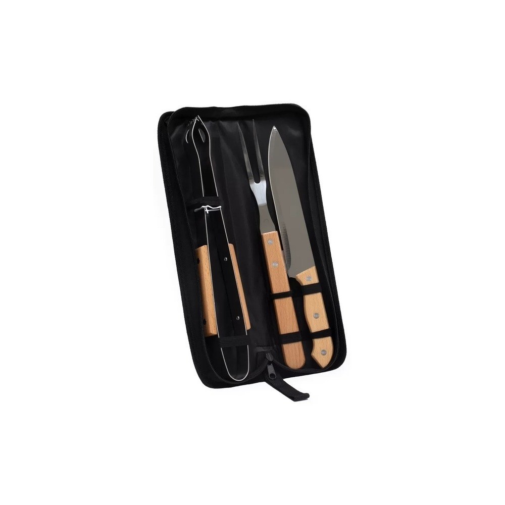 Kit churrasco 3 peças com estojo de nylon